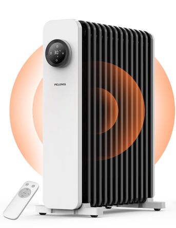 Масляний радіатор PELONIS 2500W, електрообігрівач на 13 секцій з термостатом, 3 режимами потужності та захистом від перегріву, мобільний