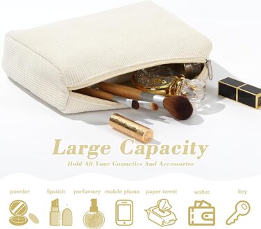 Набір косметичок 3 шт. з квітковим візерунком, жіноча косметичка для подорожей та повсякденного використання | Косметичка для макіяжу для жінок та дівчат (Бежевий)