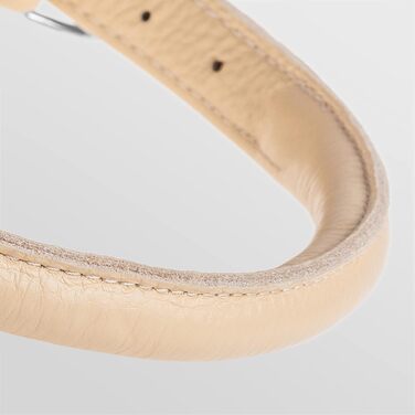 Шкіряний нашийник для собак CollarDirect, круглий, м'який з підкладкою, ручної роботи, справжня шкіра, для цуценят та дорослих собак, малих та великих порід, рожевий, червоний, фіолетовий, синій (бежевий, 15-18 см)