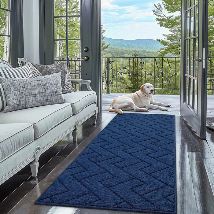 Килимок для дому та вулиці 50x80 см, миючий, вологостійкий, антиковзкий, для входу, порогу, патіо, галереї, саду (60 x 180 см, синій)