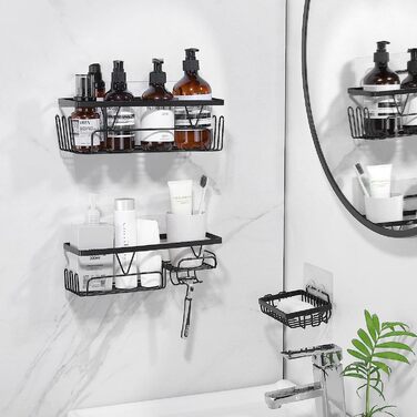 KEGII Adhesive Shower Shelf - 3 Pieces, Black