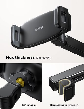 Тримач для планшету Lamicall у машину - універсальний, для iPad, Switch, Samsung Tab, смартфонів (4.7-11 дюймів), чорний