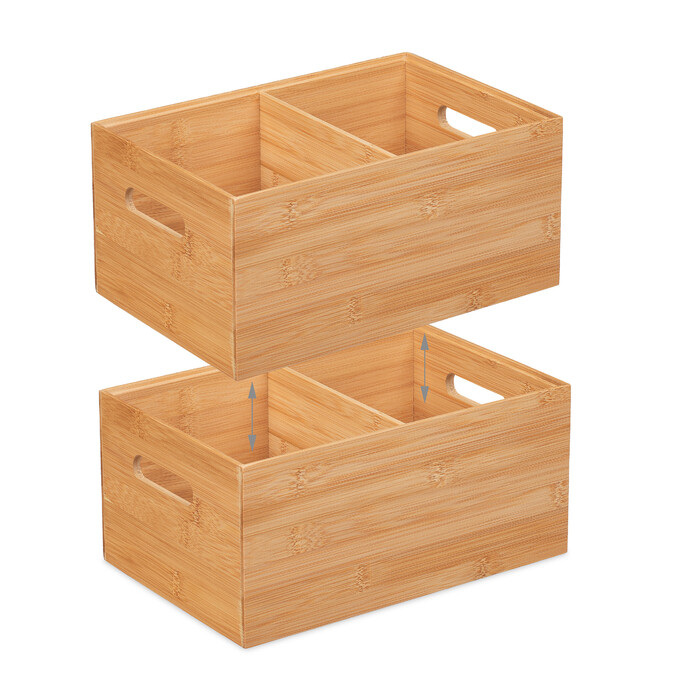 Relaxdays Storage Box with 2 Compartments and Handles