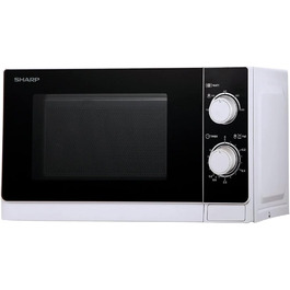 Мікрохвильова піч SHARP R200BKW Solo, 20 л, 800 Вт, 5 рівнів потужності, таймер, функція розморожування за вагою, енергозберігаючий режим, скляний піднос 25,5 см, чорний колір