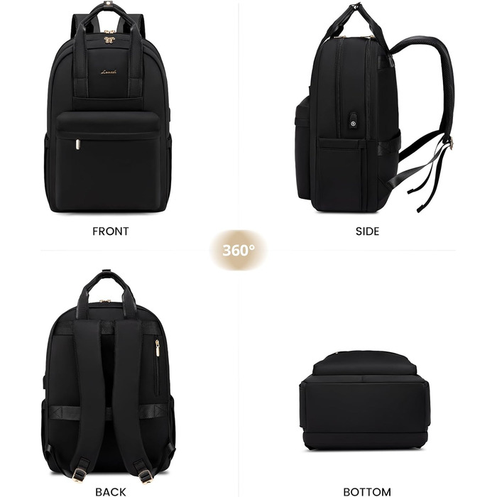 LOVEVOOK Рюкзак для жінок, великий, 18 дюймів, рюкзак для школи з відділенням для ноутбука, елегантний рюкзак для подорожей, рюкзак для університету, офісу, роботи, чорний, 18 дюймів, A-чорний