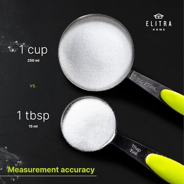 13-Piece Measuring Cup and Spoon Set including 10 Stainless Steel Measuring Spoons and 3 Plastic Measuring Cups - from Elitra Home