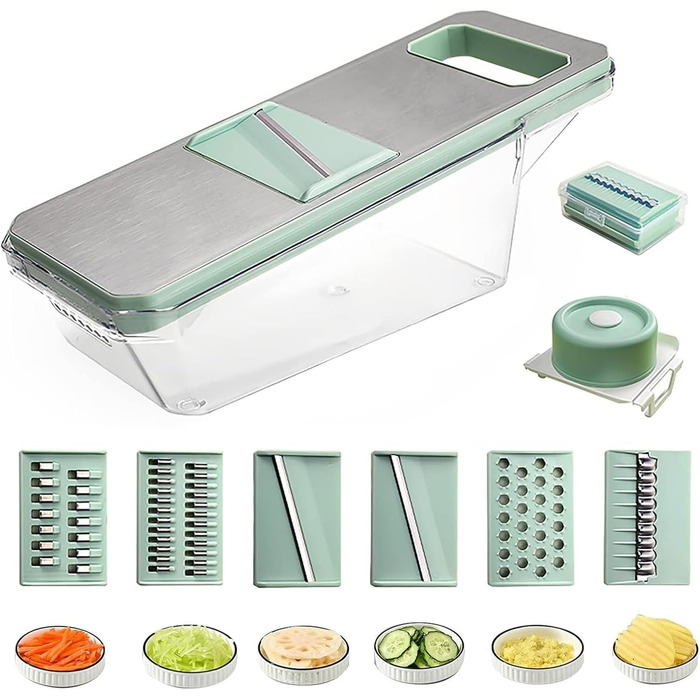 Мандоліна для овочів 7-в-1 з нержавіючої сталі – набір для нарізки овочів та шинкування | Професійний овочевий слайсер для салату та напівфабрикатів