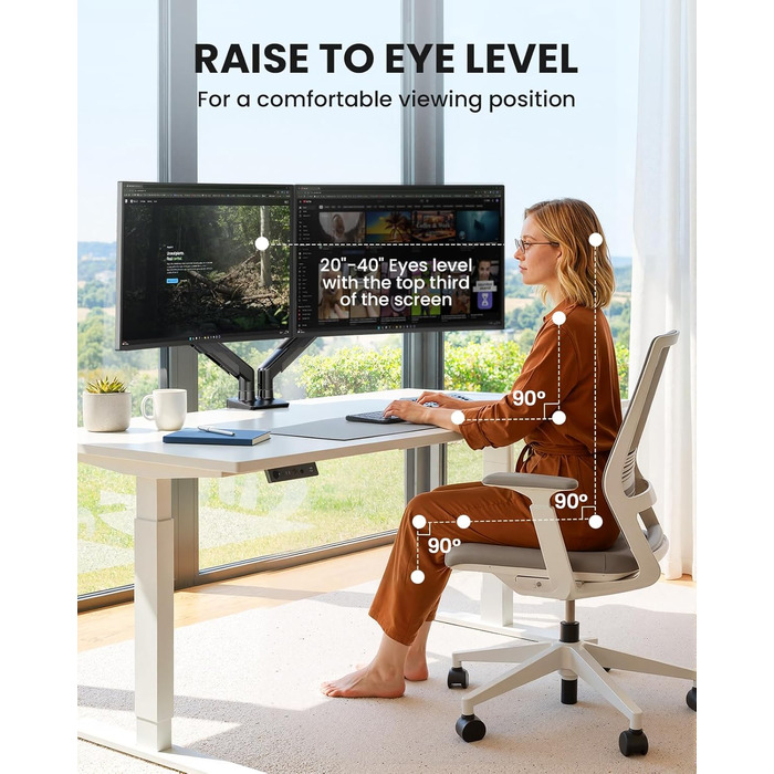 Кріплення для монітора ErGear 2 монітори, регульоване, для екранів 13-32