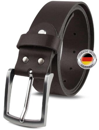 Чоловічий шкіряний ремінь FOMAX з натуральної шкіри, ручна робота (Made in Germany), 38 мм, темно-коричневий, для джинсів та костюмів, довжина 115 см (пояс 95-105 см)