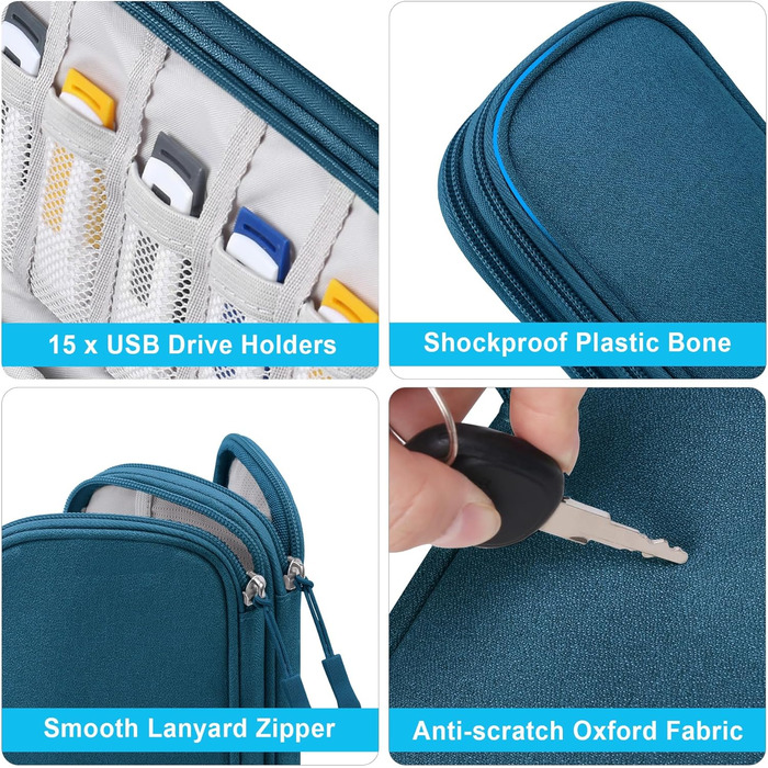 Органайзер для аксесуарів Lacdo: чохол-сумка для флеш-накопичувачів, кабелів, USB-накопичувачів (зелений, M)