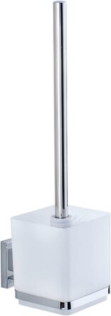 WENKO Vacuum-Loc® Bathroom Wall Shelf Quadro Maxi, with 2 tiers, 38.5 x 8.5 x 14.5 cm & Vacuum-Loc® Wall Toilet Set Quadro, toilet brush with open brush holder, 9.5 x 37 x 12.5 cm