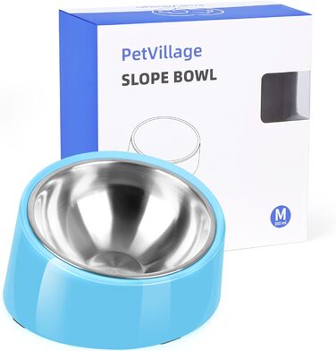 Миска для собак Petvillage з нахилом 15°, нековзна, без витоку, знімний підставник з меламіну, розмір S/0,5 чашки (Medium, Blue)