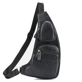 Чорна сумка через плече Sport Nylon для чоловіків та жінок: кросбоді, фанша, нагрудна, для подорожей, школи, бізнесу, ноутбука, велосипеда, туризму, кемпінгу, рюкзак-день, чорна (#02schwarz)