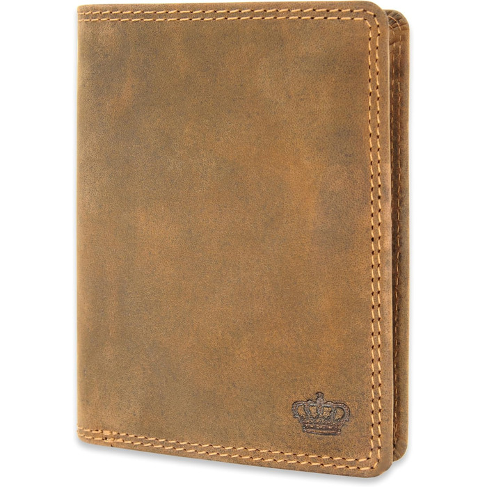Baur Men's Wallet | Genuine Buffalo Leather | Wallet with RFID Protection | Tall/Vertical Wallet | Money Bag with Coin Pocket | Wallet with Many Card Slots (Tall/Vertical with Snap Button Inside)