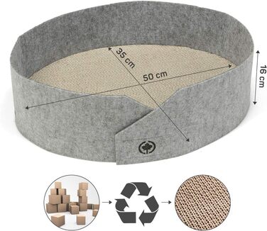 Кігтеточка для котів CanadianCat Owen XL, 50 см, сіра, з фетровою поверхнею