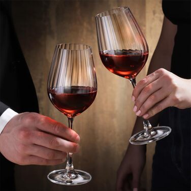 Кришталеві бокали для шампанського Crystal Bohemia - набір 6 шт, об'єм 260 мл, стійкі до миття в посудомийній машині, довговічні та стійкі до подряпин - Елегантні склянки з кришталевого скла - Ідеальний подарунок для шампанського гурмана (Red Wine 500ml)