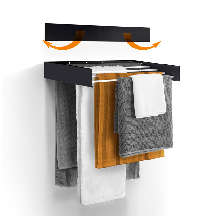 Настінна сушарка для білизни, розсувна, чорна, 70 см