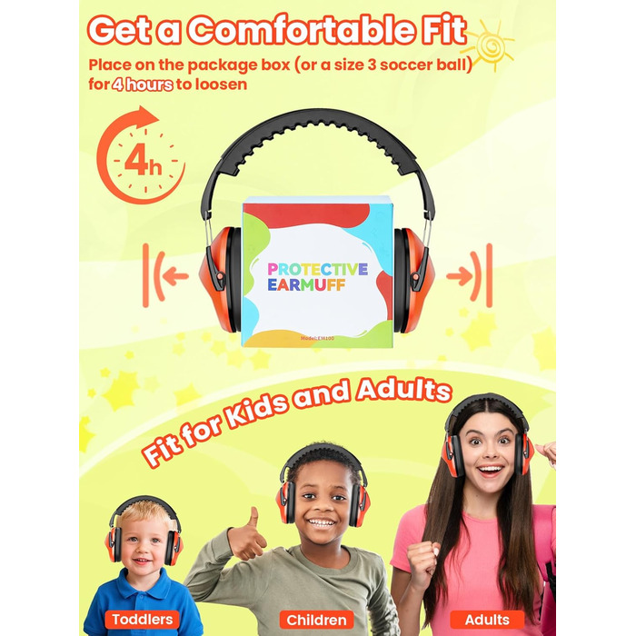 Навушники для захисту від шуму Dr.meter для дітей - пасивні навушники-затички для вух, захист від шуму SNR 27dB, для школи, аутизму, сну, навчання, гри на барабанах, зелені (помаранчеві)