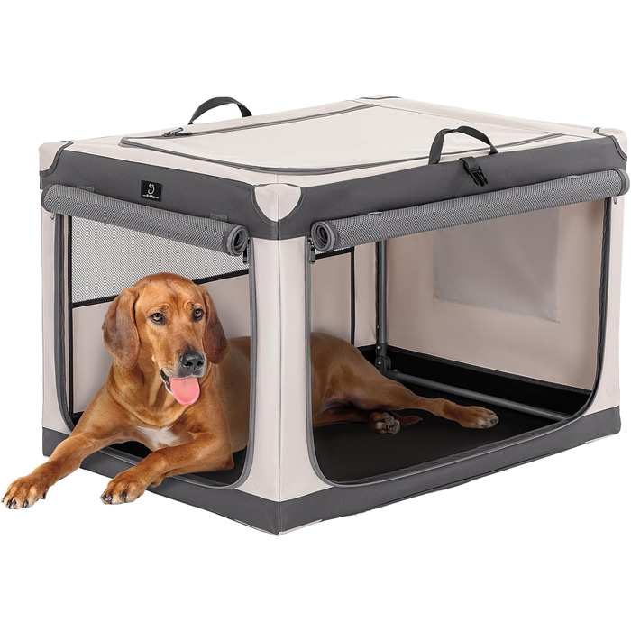 Складана переносна собача будка для великих собак, XL/XXL, сіра, з алюмінієвим каркасом