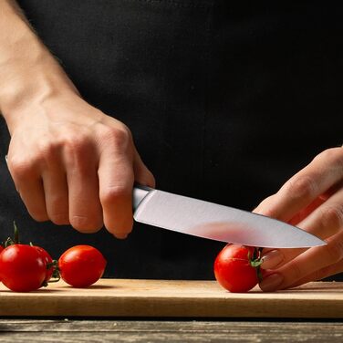 Набір кухонних ножів Hecef 5 предметів: ніж шеф-кухаря, ніж для м'яса, універсальний ніж, овочечистка, ніж для хліба. З нержавіючої сталі, професійний набір.