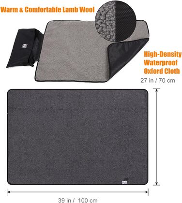 Зручна водонепроникна ковдра для тварин, 100 x 70 см - ідеальна для кемпінгу, подорожей та дому. Підходить для собак та котів. Має кишеньку.