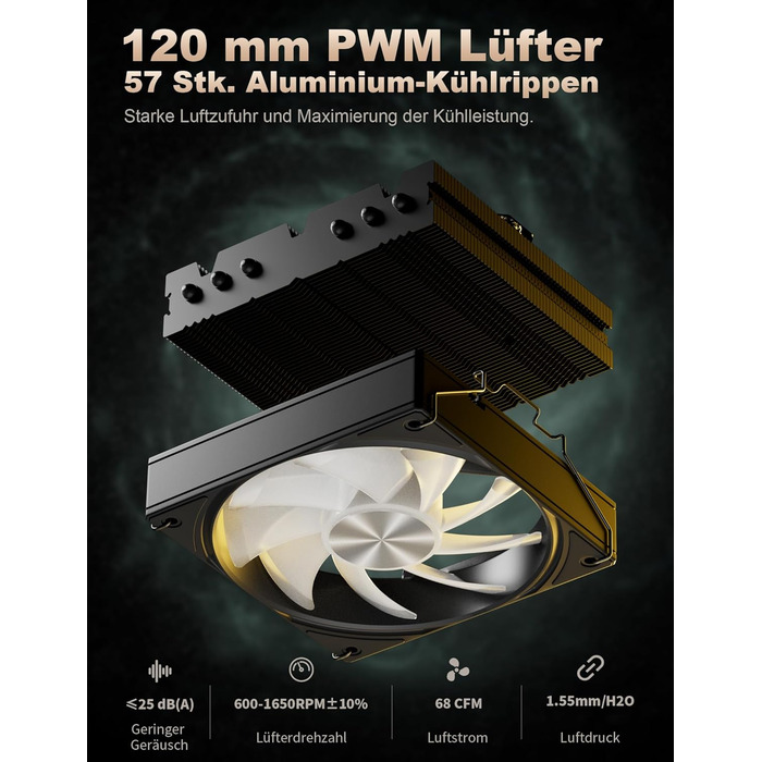 upHere H85KC6: Низькопрофільний кулер для CPU з ARGB підсвічуванням (180W TDP)