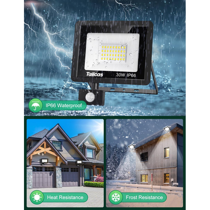 50W LED Floodlight with Motion Sensor Outdoor, Super Bright 4500LM Outdoor Floodlight, IP66 Waterproof LED Outdoor Light Floodlight with Remote Control, 6500K Cool White Spotlight Outdoor for Garden, Garage, Yard (30.0 Watt)