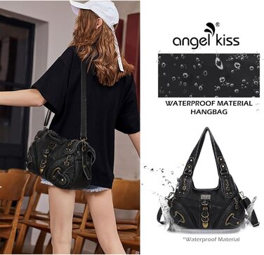 Сумка жіноча Angelkiss Hobo через плече, велика, чорна (801) для повсякденного використання