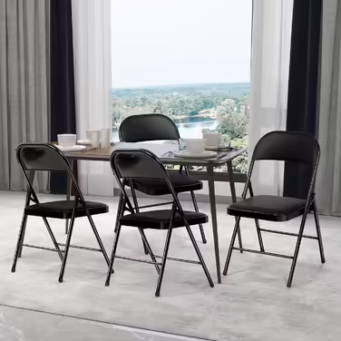 BULAGE Folding Chair 6-Piece Set, Foldable Garden Chair, Waterproof Camping Chair up to 158 KG, Metal Folding Chair, Folding Chairs for Guests, Kitchen, Camping, Black 6-Piece Set Black