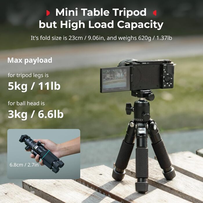 SMALLRIG VT-20 Pro Mini-штатив для камери та телефону: компактний, з кульковою головкою 360° та кріпленням для телефону