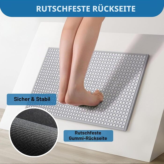 Килимок для ванної кімнати Badteppich Chenille, протиковзкий та вологопоглинаючий, 50x150 см, світло-сірий