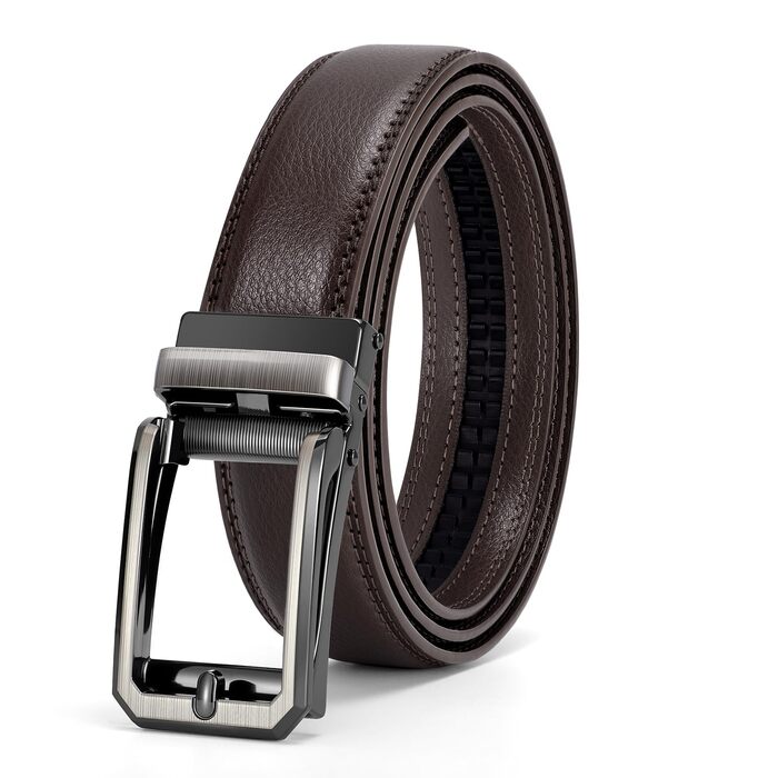 Чоловічий шкіряний ремінь Suosdey з автоматичною пряжкою, без отворів, ширина 30 мм, для ділових костюмів, джинсів та штанів, регульований, для талії 91-100 см