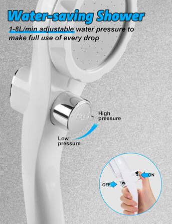 LIBERRWAY Camping Shower with Pump [90-140 Min] - IPX7 Waterproof Pump with Temperature Gauge & Pressure Regulation | Portable Outdoor Shower for Camping, Dog Shower with 2m Hose