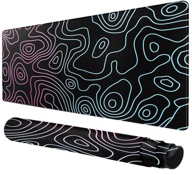 Ігровий килимок для миші Rcege Dazzle Black, протиковзкий геймерський підкладник на стіл з прошитими краями, 800x400 мм