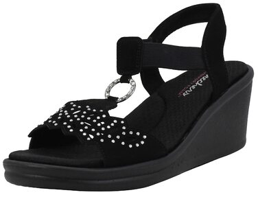 Skechers Rumblers - жіночі сандалі на танкетці, чорні (40 EU)