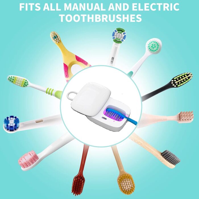 Toothbrush Covers, Portable Toothbrush Holder with Cleaning Light, Rechargeable Travel Toothbrush Box with Holder for Home and Travel or Business Trips (White)
