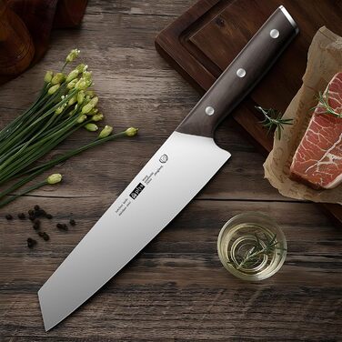 Японський ніж Kiritsuke від Plys: професійний кухарський ніж з нержавіючої сталі з дерев'яною ручкою