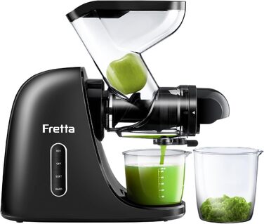 Фреш-прес Fretta Slow Juicer: холодний віджим, 200W, для овочів та фруктів, чорний