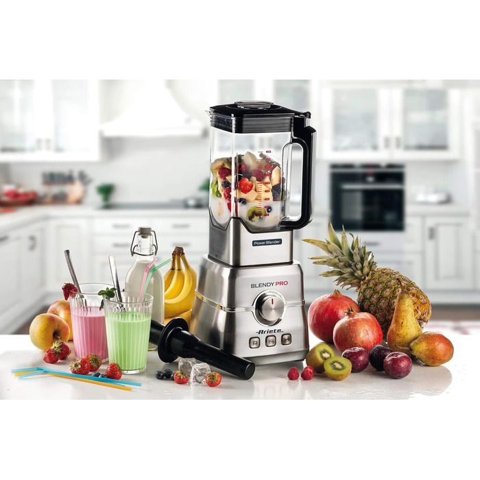 Ariete 577, Blendy Pro Power Blender, Stainless Steel, 2-Liter Capacity, 6 Blades, 6 Speeds, Pulse, Ice Crushing, Smoothie, EK1, 2000 Watts, 32000 RPM