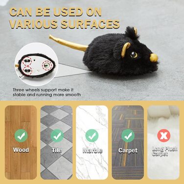 Interactive cat toy for indoor cats, rechargeable automatic moving mouse cat toy with squeak sound, smart electric mouse cat toys.