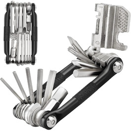 Мультитул для велосипеда 17 в 1: набір інструментів для ремонту велосипеда, знімач ланцюга, шестигранники, ключ для спиць. Підходить для шосейних та гірських велосипедів