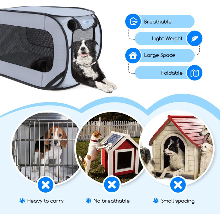 Переносний вольєр для собак та котів у машину Nobleza, складаний вольєр для тварин, 93x54x54 см