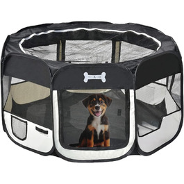 Клітка для цуценят Petigi XL, 115x115x65 см, 8-кутна, рожева (чорна), для собак, кроликів, морських свинок, котів