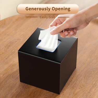 AITEE Acrylic Tissue Box Cover: Black square tissue holder, napkin dispenser for home, bathroom, kitchen, bedroom, office, coffee table, restaurant