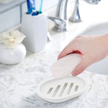 Двошарова мильниця AstraLoom 2 шт., пластикова, самостійно спорожняється, антипригарне покриття - для ванної/кухні/губки (білий)