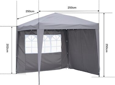 2.5x2.5m Folding Terrace Roof, Water-Repellent, Made of Steel and Polyester