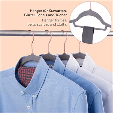Blumtal Clothes Hangers, 50 Pieces - Velvet Clothes Hangers, 360° Swivel and Load-Bearing - Space-Saving and Non-Slip Clothes Hangers - Gray Clothes Hangers with Velvet Cover - Velvet Hangers - Gray Velvet Clothes Hangers - Hangers