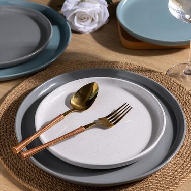 Набір керамічного посуду AmorArc для 4 осіб (12 предметів), рожевий. Ручна робота, хвилястий край, стійкий до подряпин, підходить для миття в посудомийній машині та використання в мікрохвильовій печі, ADW083