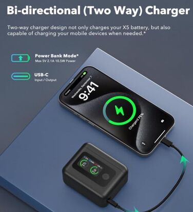 Хаб для Insta 360 X5: Швидка зарядка 27W з LED-дисплеєм для акумулятора Insta 360 X5, з кабелем Type-C, інтелектуальний зарядний пристрій