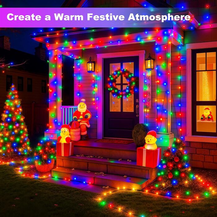 LED гірлянда для прикраси саду, балкону, весілля: 20м, 1000 LED, RGB, 8 режимів, таймер, вологостійка